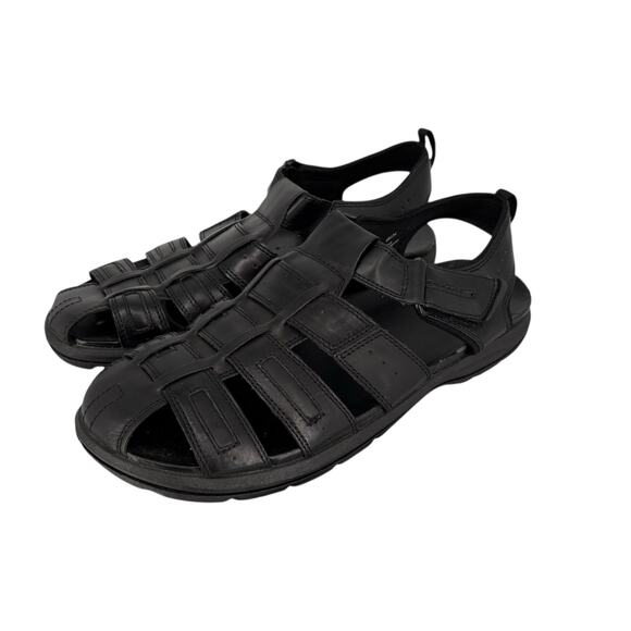 Vintage 90's Unlisted Kenneth Cole Fisherman Sandals Mens Sz 11 M Black Leather - Picture 2 of 11
